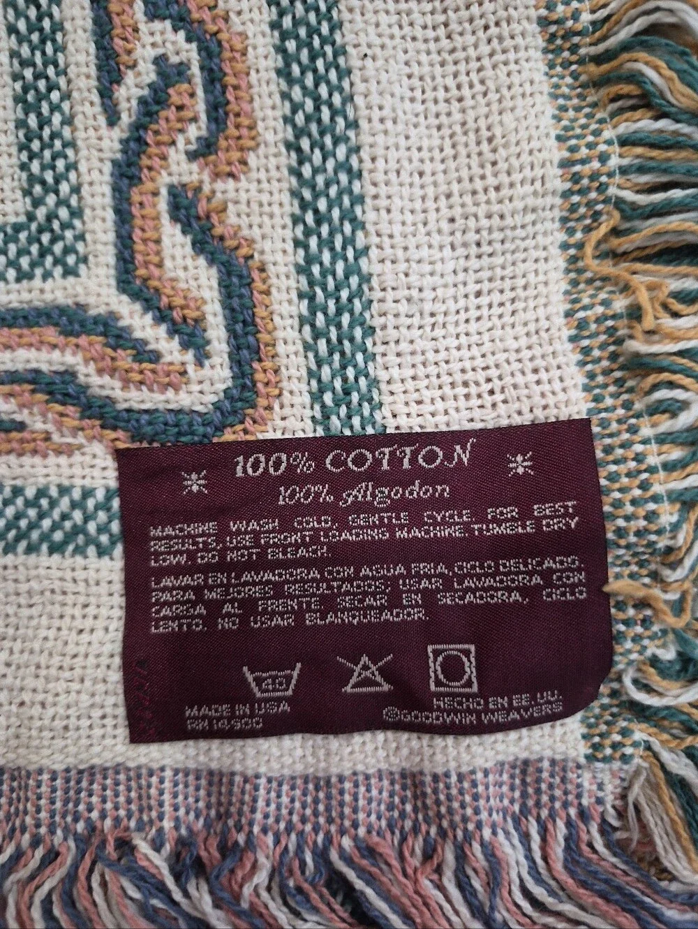 Vintage New Glynda Turley Tapestry Blanket Throw 100% Cotton Farmhouse Decor